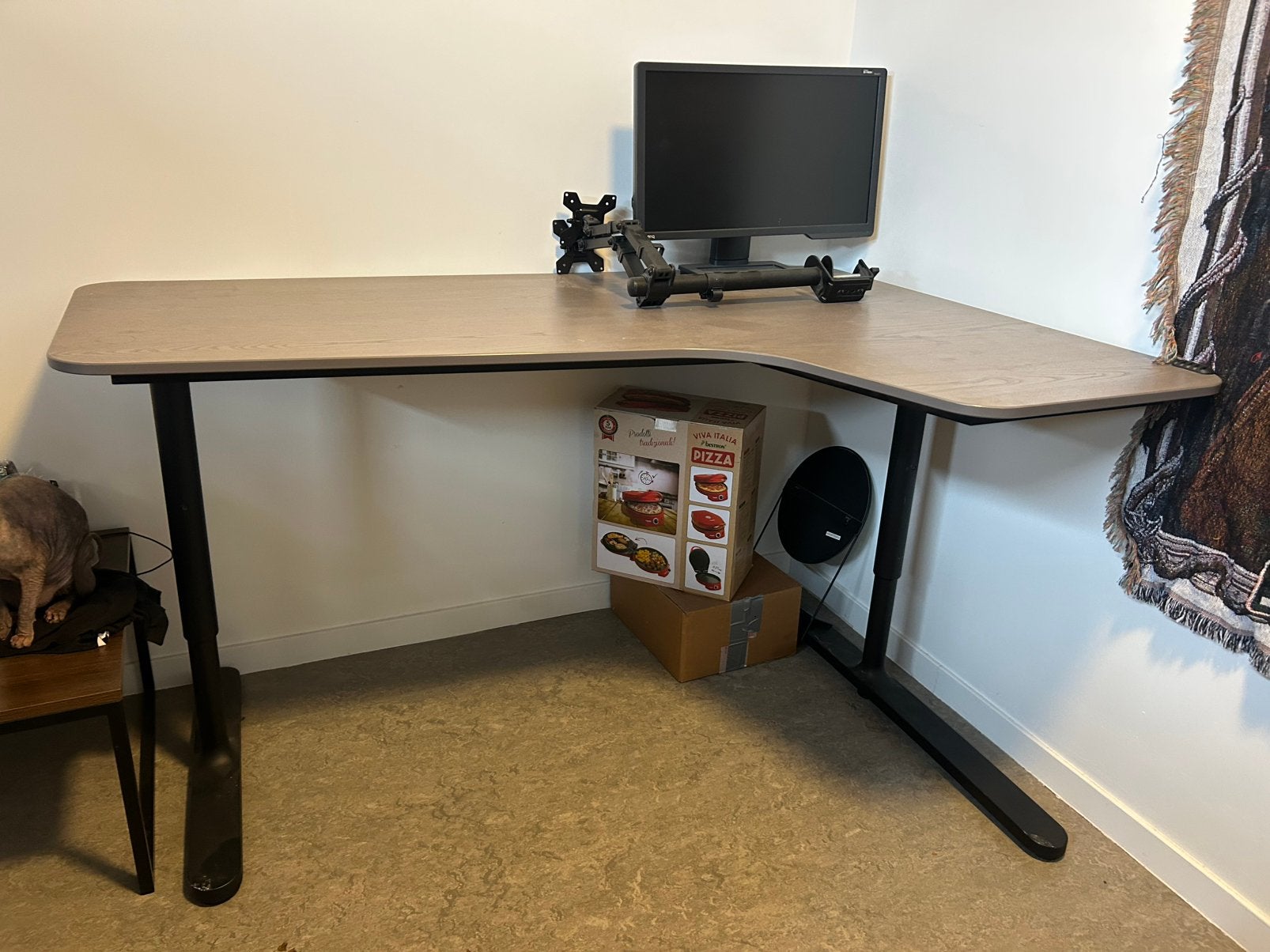 Hoekbureau (rechts) manueel verstelbare hoogte, Huis en Inrichting, Bureaus, Ophalen, Zo goed als nieuw, Hoekbureau