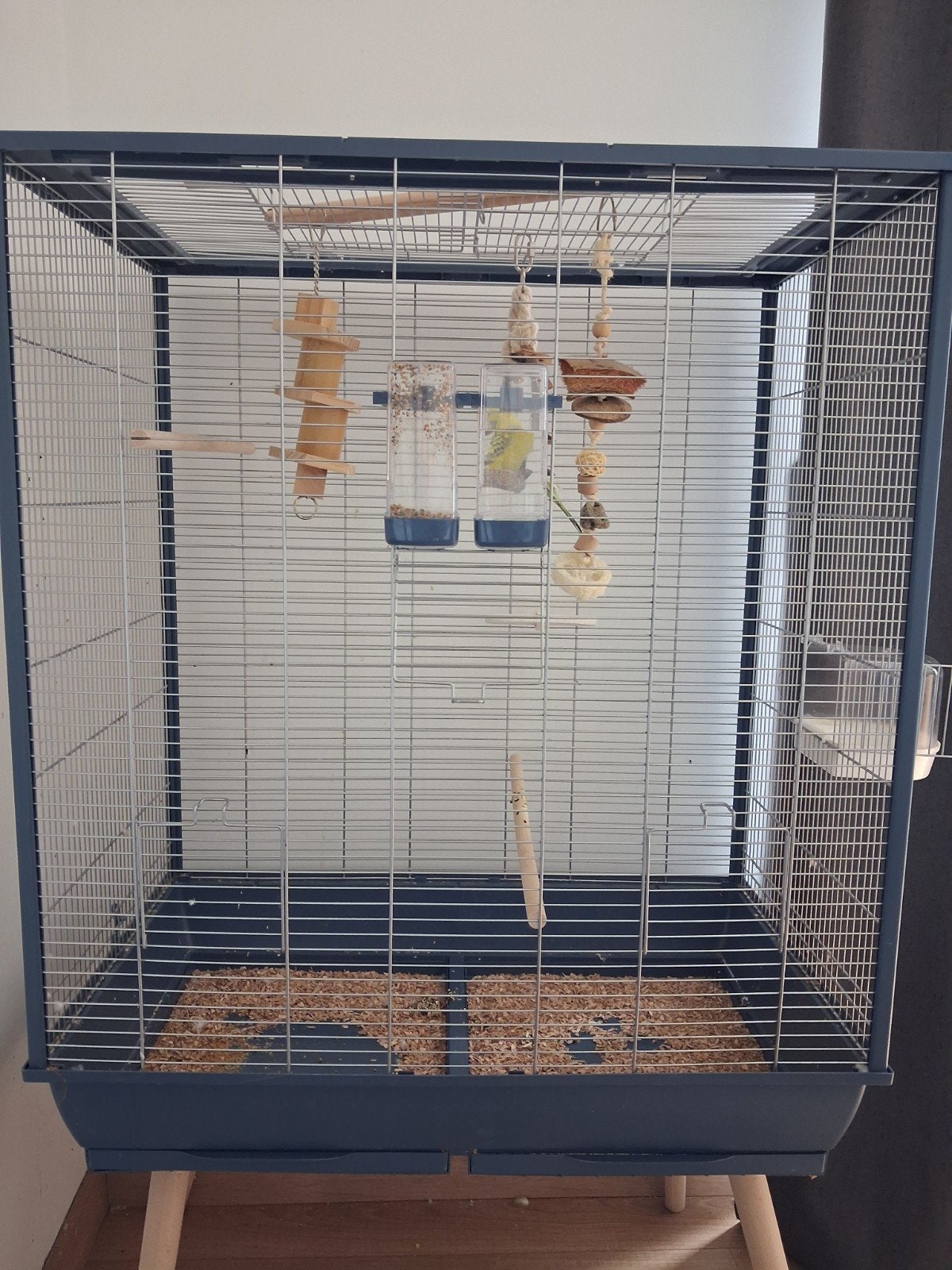 Grasparkiet met kooi en accessoires, Enlèvement, Comme neuf, Cage à oiseaux