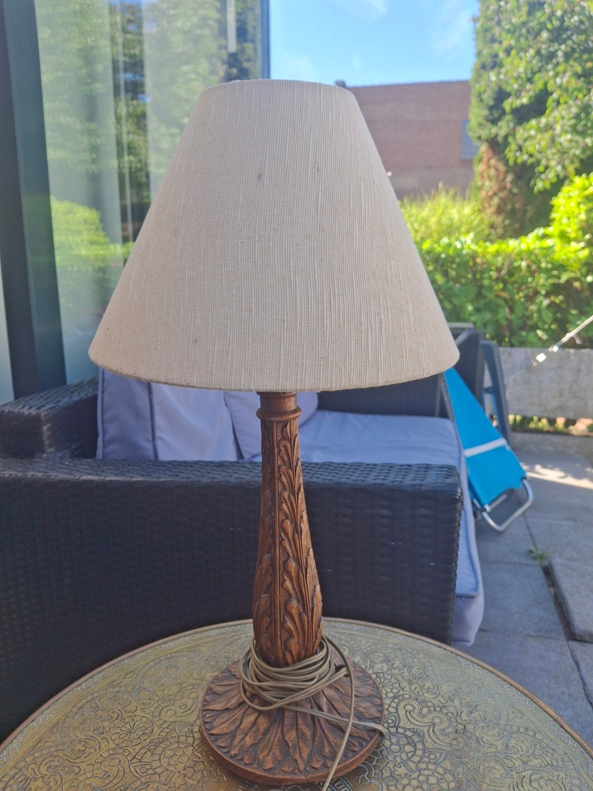 Vintage houten tafellamp, Huis en Inrichting, Ophalen, Vintage