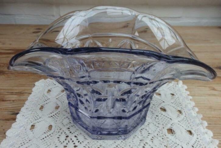 Licht paarse glazen vaas / schaal/ mand, Antiek en Kunst, Ophalen of Verzenden