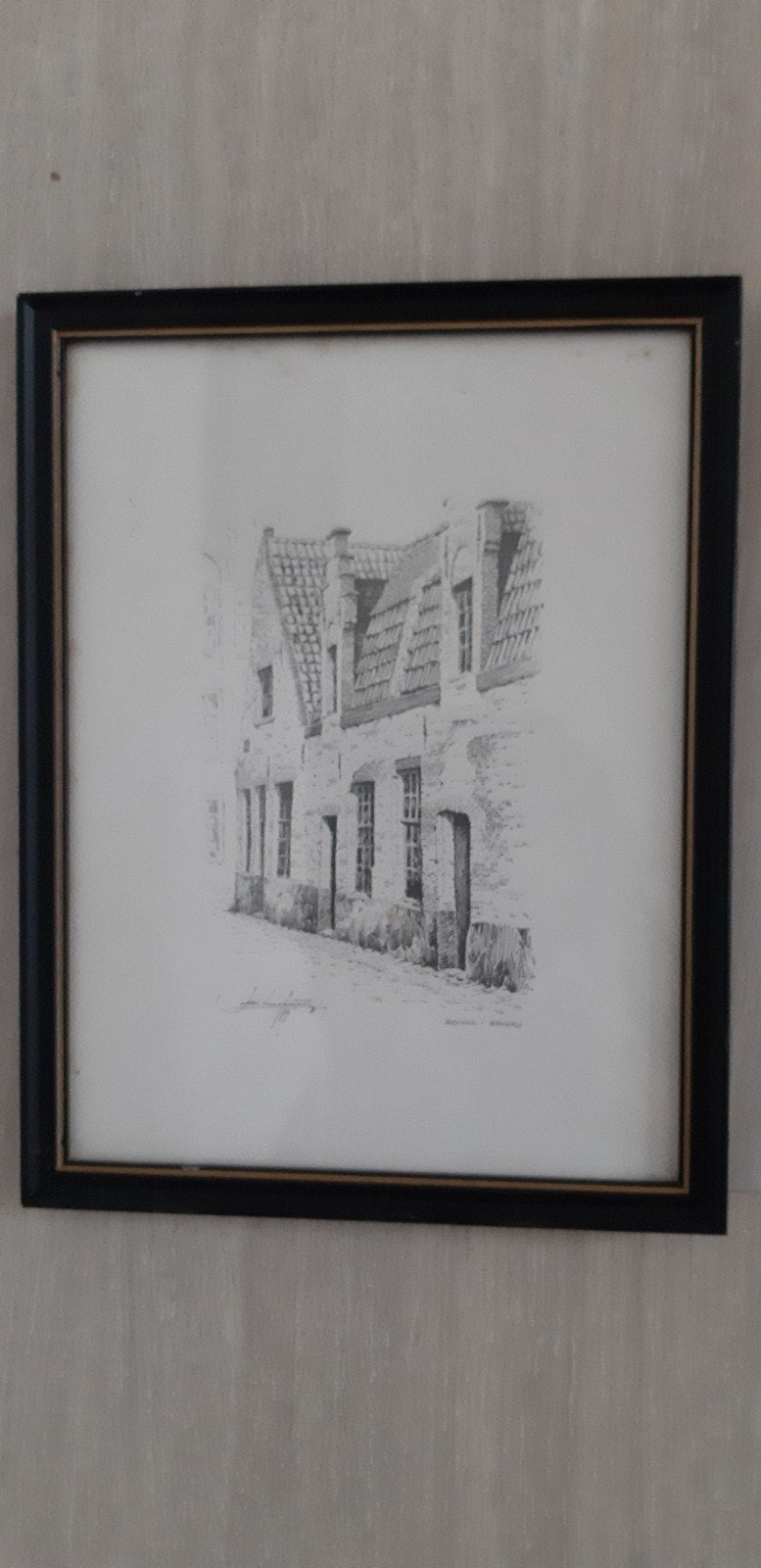 Beau dessin de Bruges, signé, Maison & Meubles, Accessoires pour la Maison | Cadres, Enlèvement ou Envoi