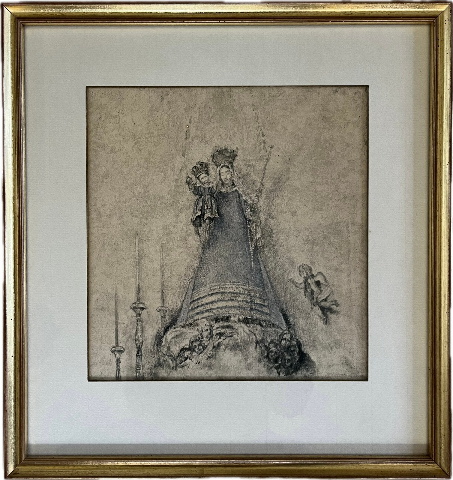 Maria & baby Jezus, Enlèvement ou Envoi, Reproduction, Lithographie, Sous verre