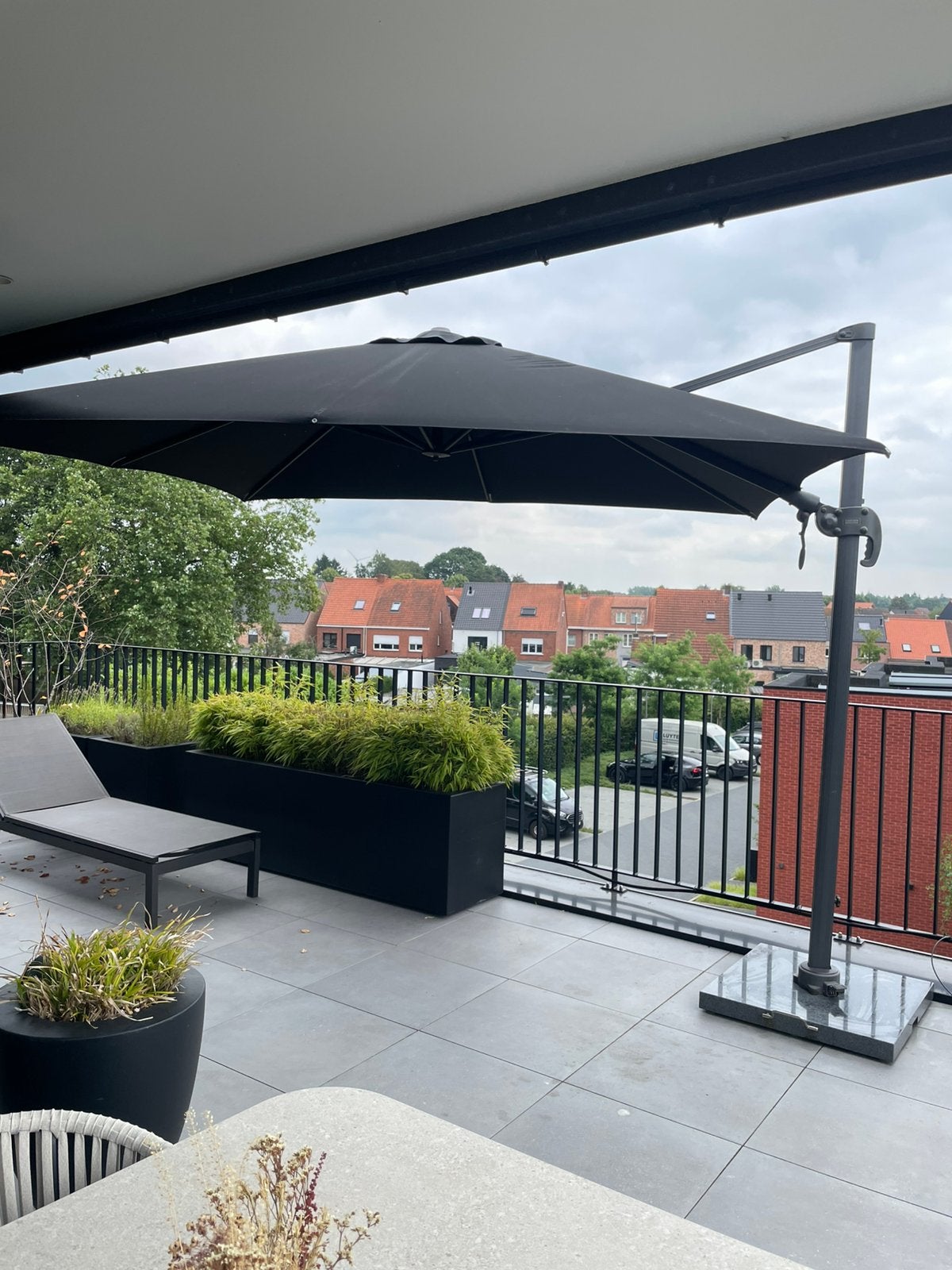 Zweefparasol 3x3m incl. parasolvoet, Tuin en Terras, Parasols, Ophalen, Zo goed als nieuw, Zweefparasol, Kantelbaar