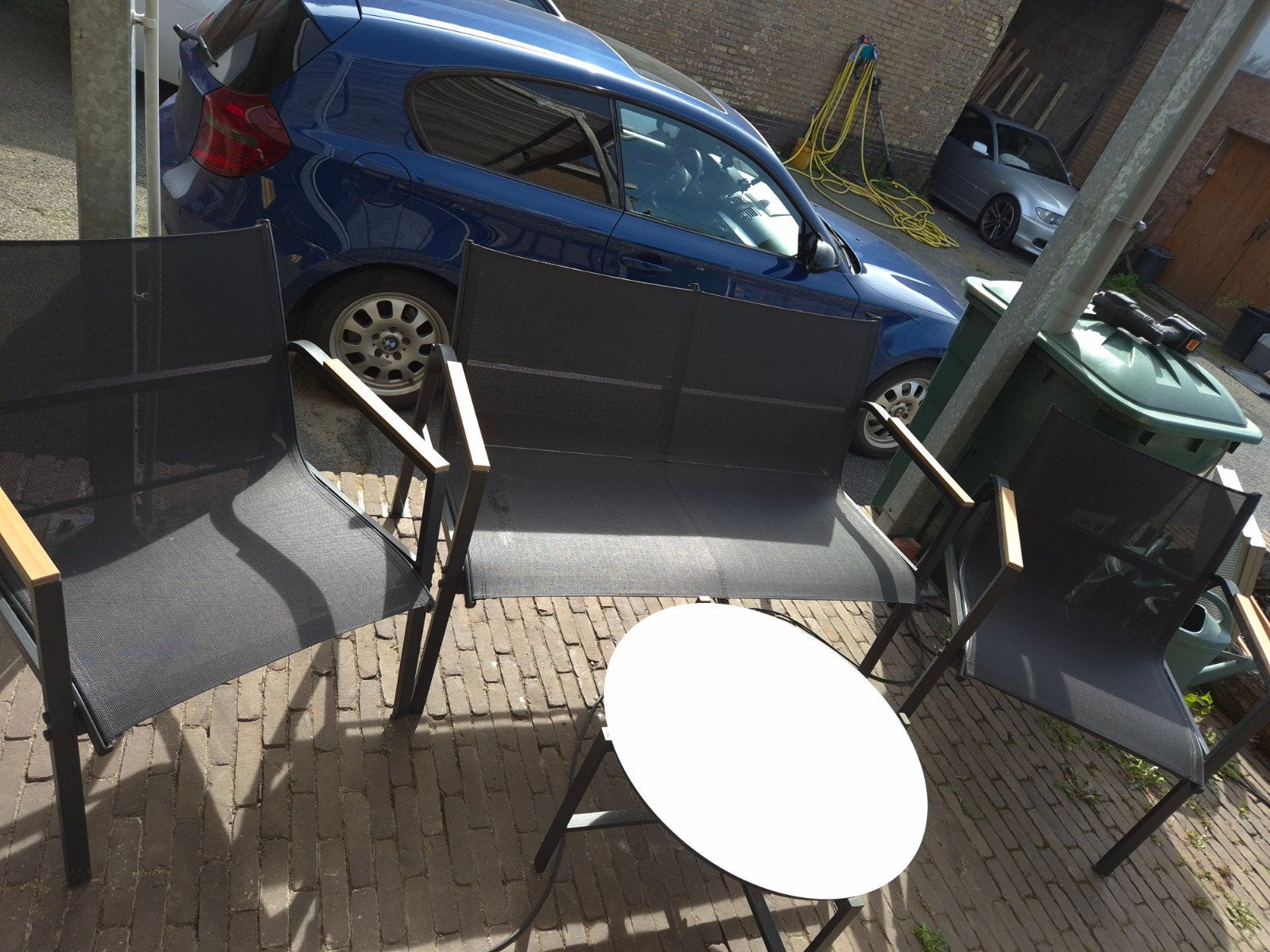 SALON : 2 places, 2 chaises et table ronde, Salons de jardin, Aluminium, Comme neuf, Enlèvement