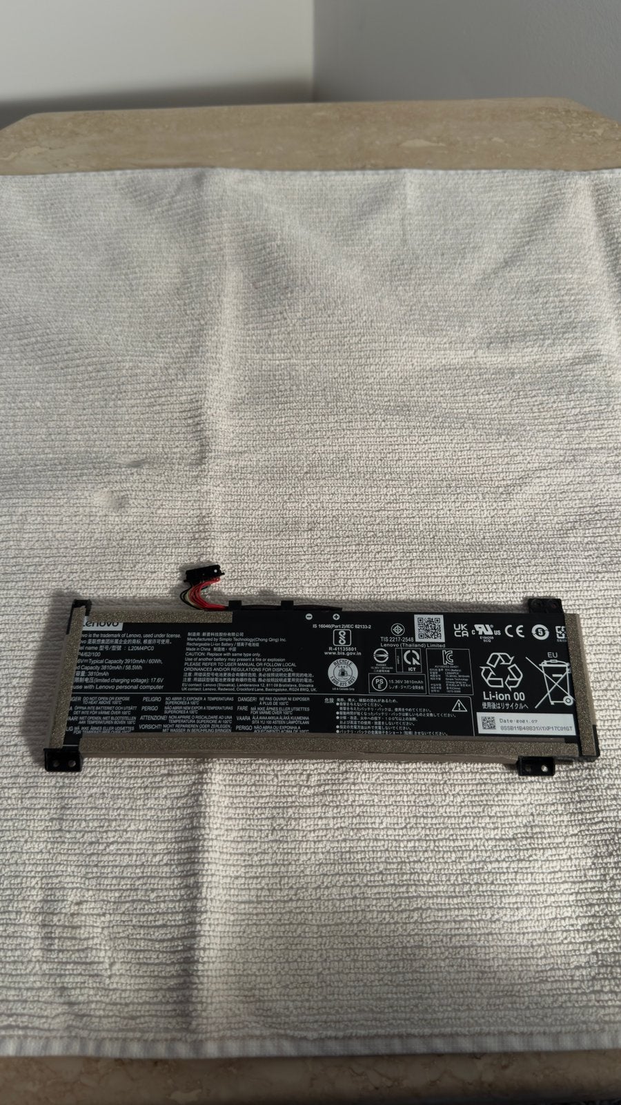 Lenovo Laptop Battery – 60Wh, Ophalen of Verzenden, Zo goed als nieuw