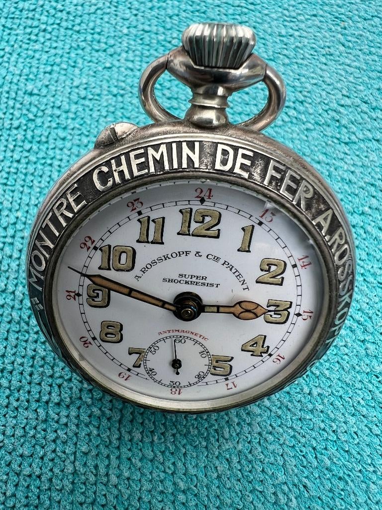 A.Rosskopf & CIE Patent Zeldzaam Zakhorloge, Bijoux, Sacs & Beauté, Enlèvement, Autres matériaux, Montre de poche, Autres marques