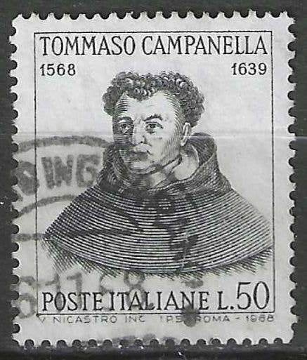 Italie 1968 - Yvert 1019 - Tommaso Campanella - 50 l. (ST), Verzenden, Gestempeld
