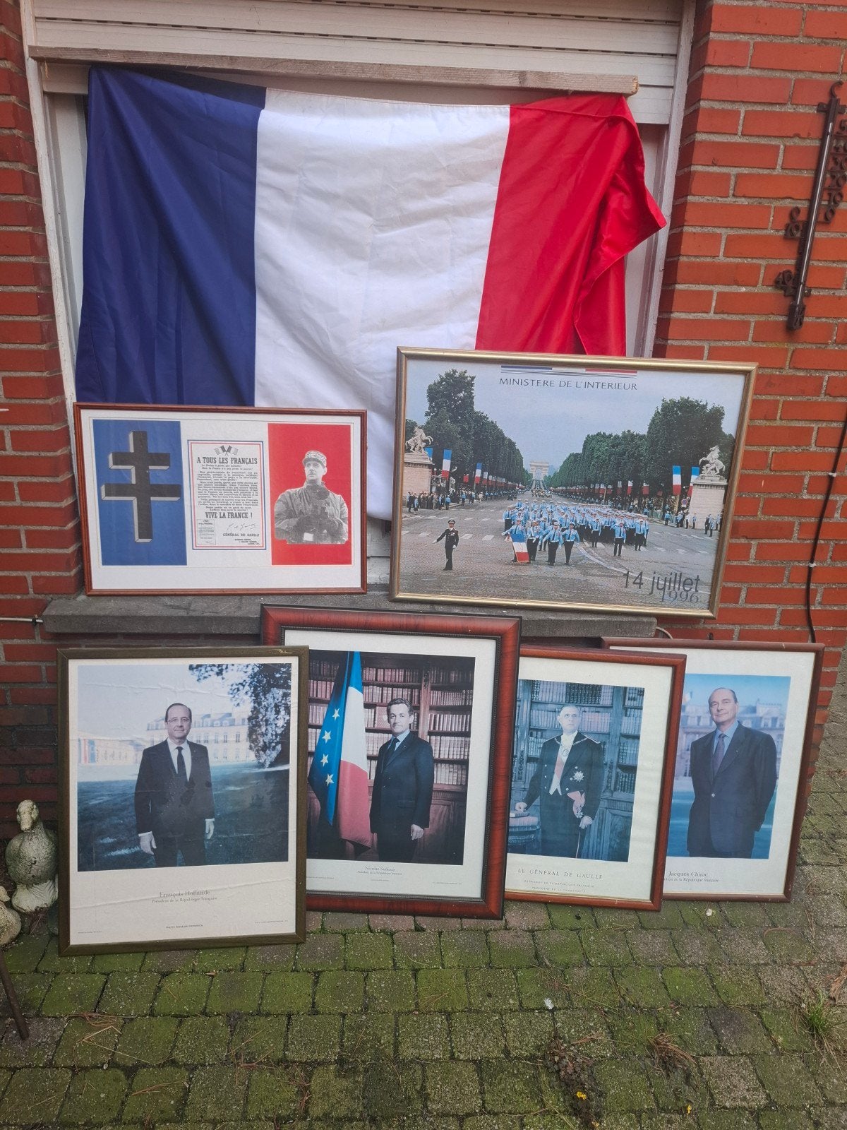 Franse politieke leiders en vlag, Verzamelen, Ophalen of Verzenden, Foto