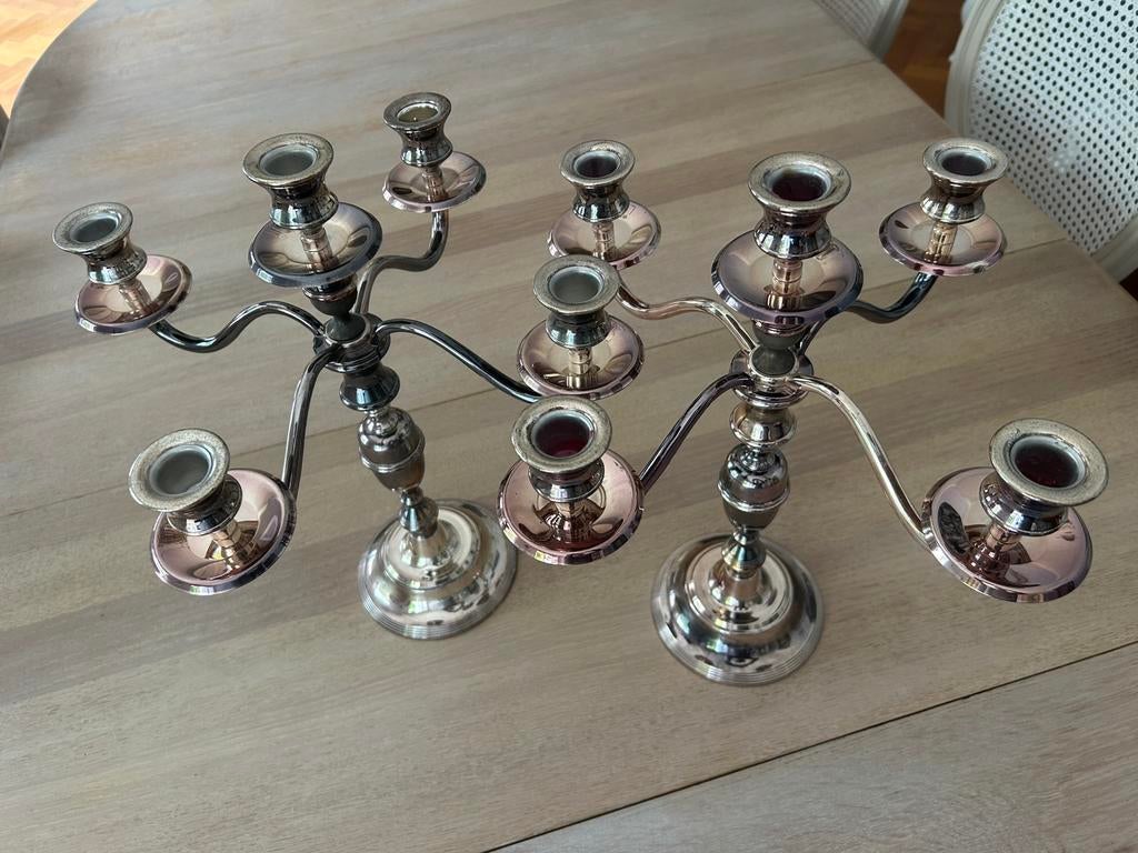 2 beaux chandeliers en métal, 5 branches, Enlèvement ou Envoi