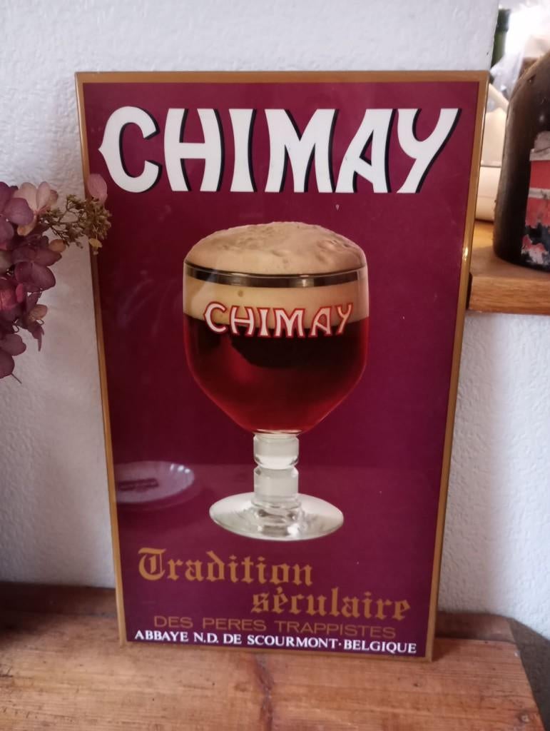 Brasserie bière pub Trappiste Chimay Tradition Séculaire, Enlèvement ou Envoi, Comme neuf, Panneau, Plaque ou Plaquette publicitaire