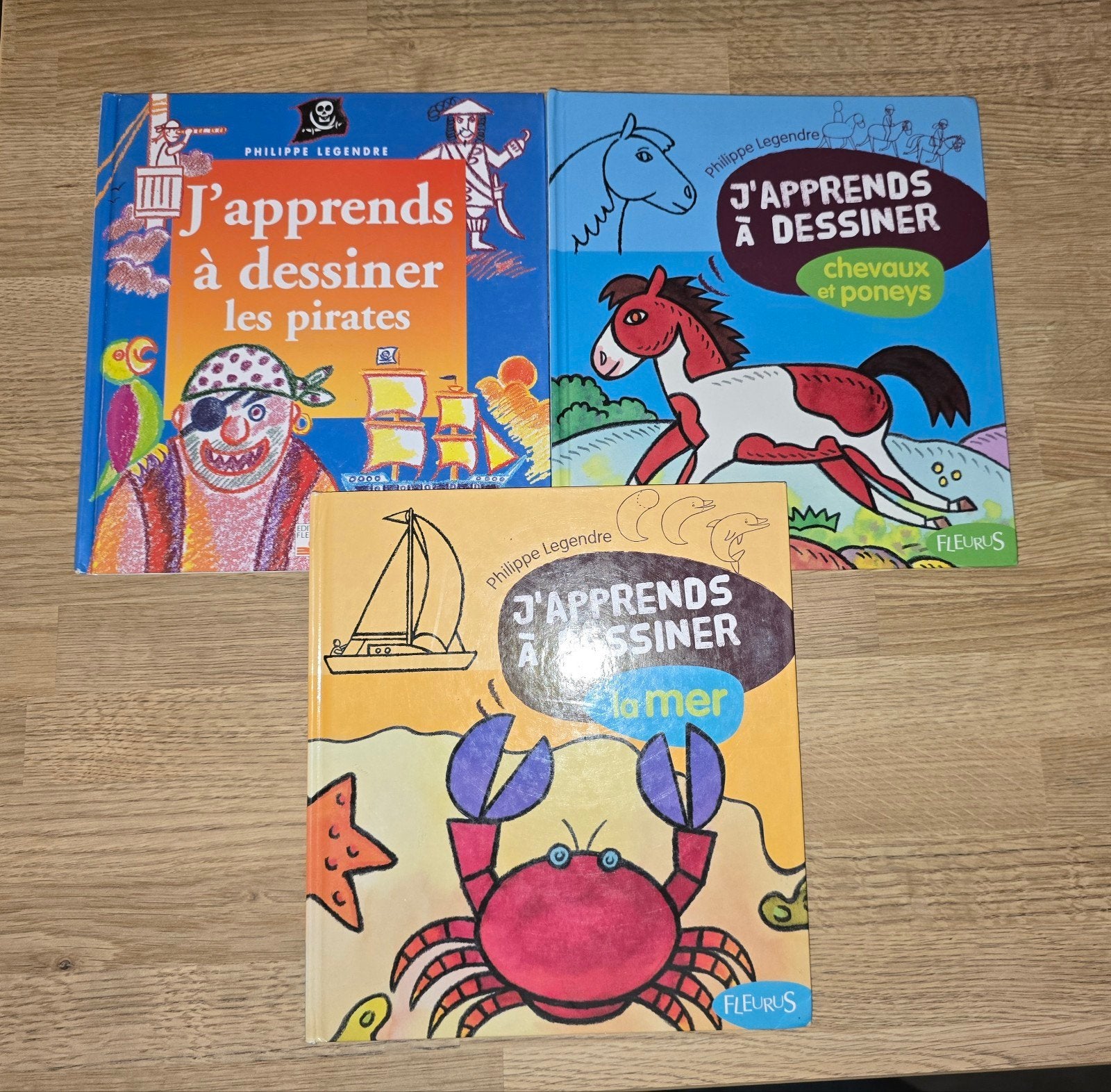 Lot de 3 livres J'apprends à dessiner les pirates les chevau, Boeken, Humor, Ophalen of Verzenden