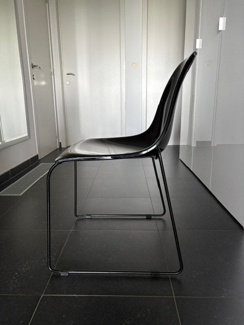 zwarte design eetkamerstoel Pedrali, Design, Comme neuf, Enlèvement, Cinq, Six Chaises ou plus