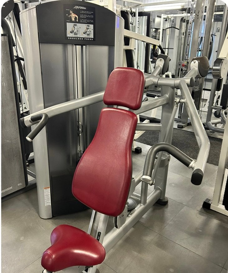 LIFE FITNESS SIGNATURE SHOULDERPRESS BORDAUX OF ZWART, Sport en Fitness, Ophalen of Verzenden, Zo goed als nieuw