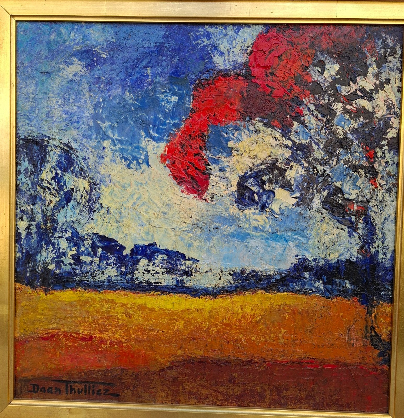 THULLIEZ Daan "Landschap" olie op doek, Antiek en Kunst, Ophalen of Verzenden, Landschap