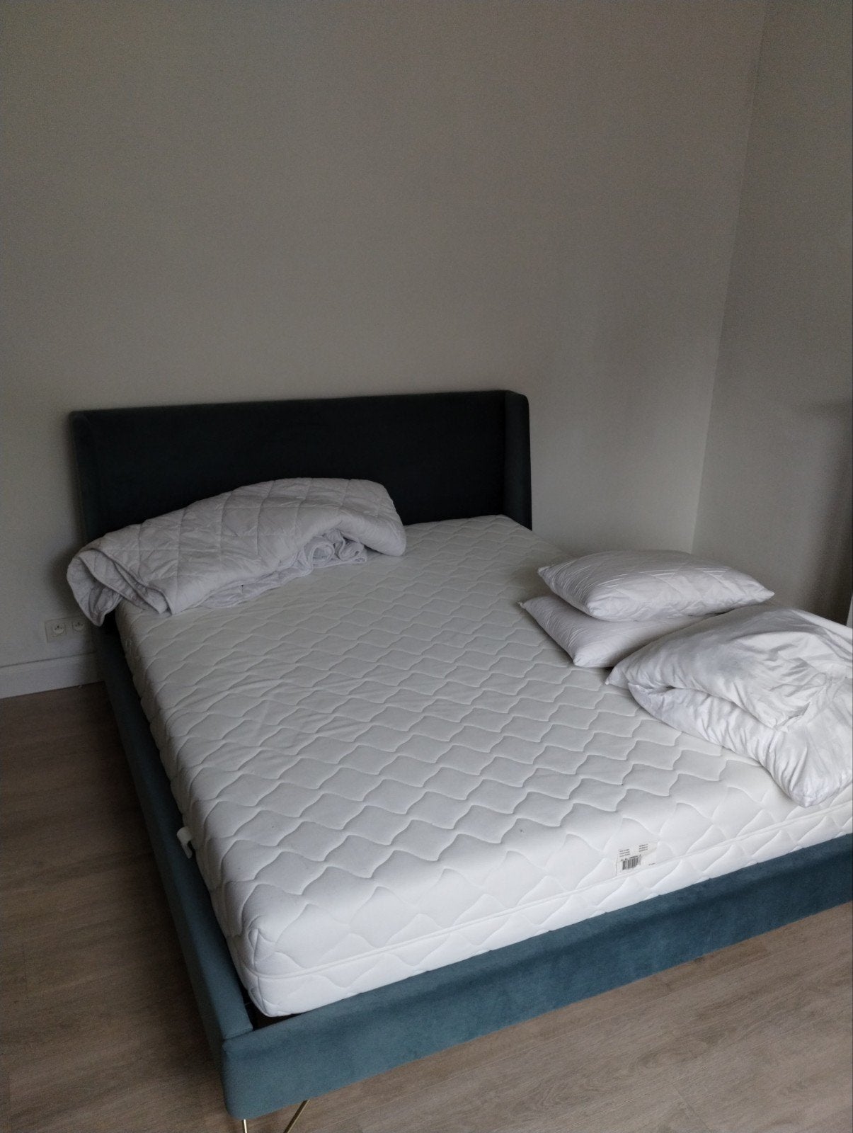 Bed (met matras beschikbaar), Enlèvement, Deux personnes, Bleu, 160 cm