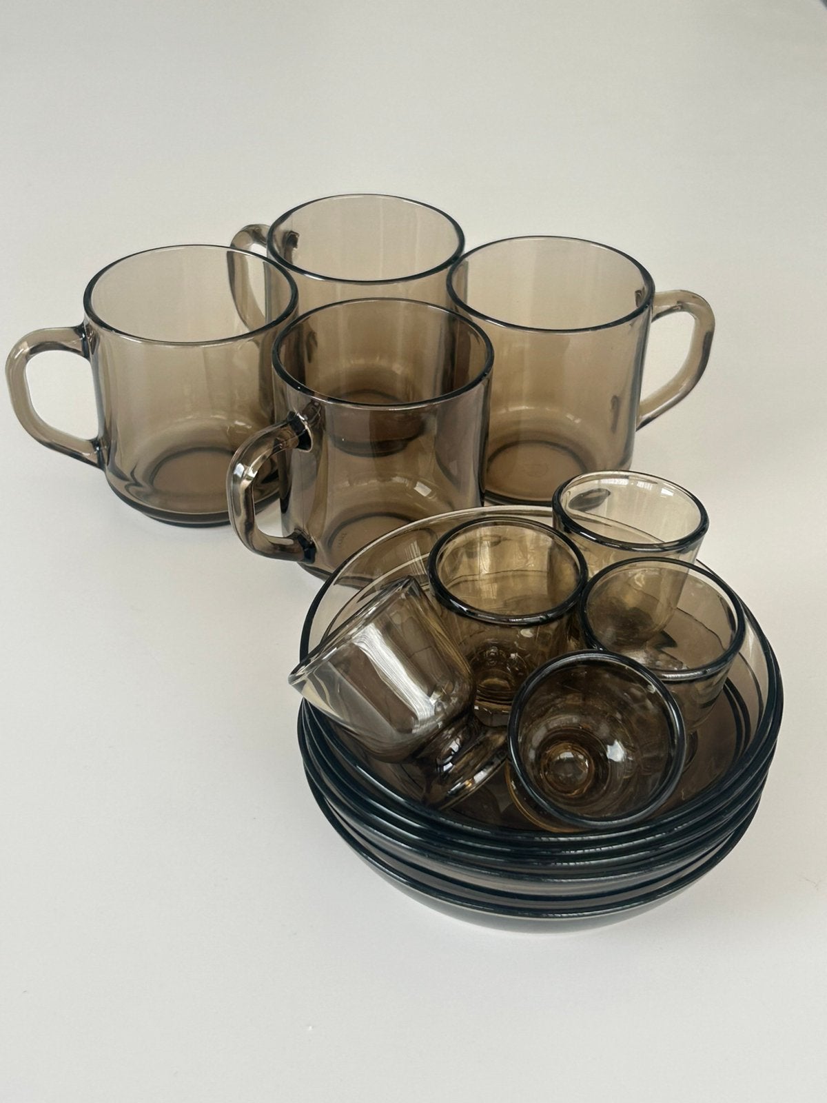 Vintage set ARCOROC FRANCE, Ophalen of Verzenden, Zo goed als nieuw, Glas, Mok
