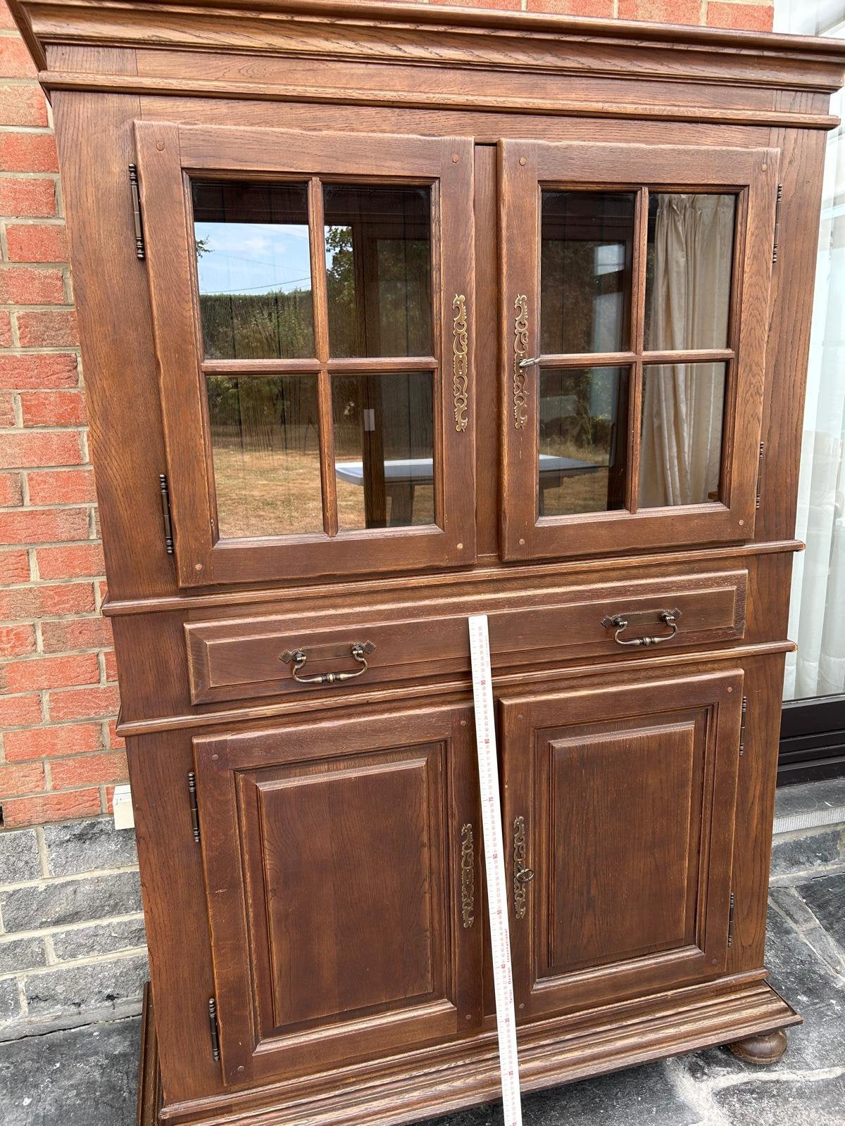 Armoire en chêne massif - avec vitrine - TB état, Enlèvement, Comme neuf, Chêne