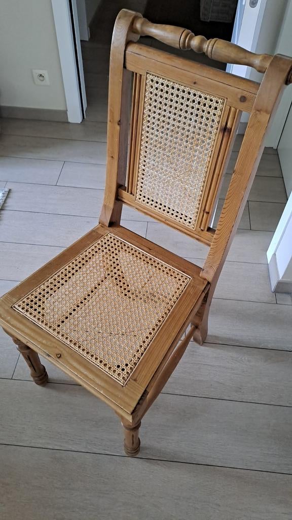6 old pine stoelen, Landelijk, Enlèvement, Osier ou Rotin, Cinq, Six Chaises ou plus