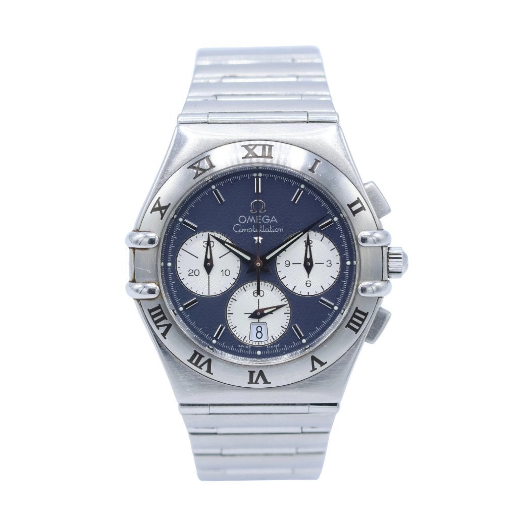 Omega Constellation blue dial quartz  - Ref. 1542.40, Handtassen en Accessoires, Horloges | Heren, Ophalen, Staal, Gebruikt, Staal