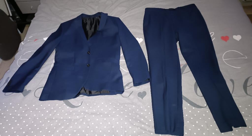 Jack and Jones kostuum met gilet maat 50, Comme neuf, Enlèvement, Bleu, Taille 48/50 (M)