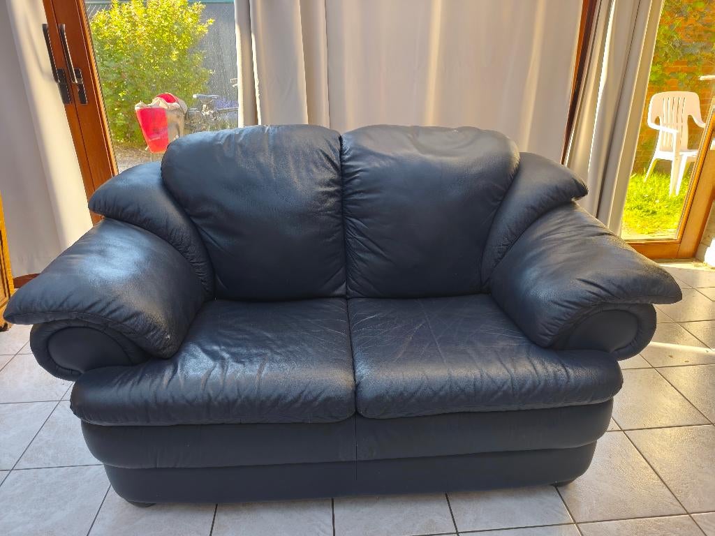 Gratis tweepersoons zetel blauw, Ophalen, Overige materialen, Tweepersoons, Zo goed als nieuw