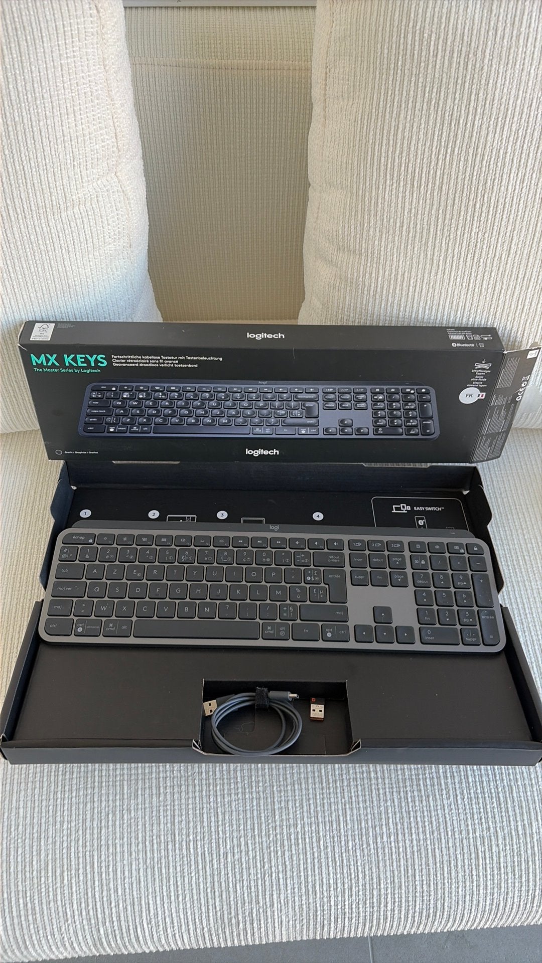 Logitech MX Keys, Informatique & Logiciels, Logitech, Azerty, Enlèvement, Touches rétroéclairées