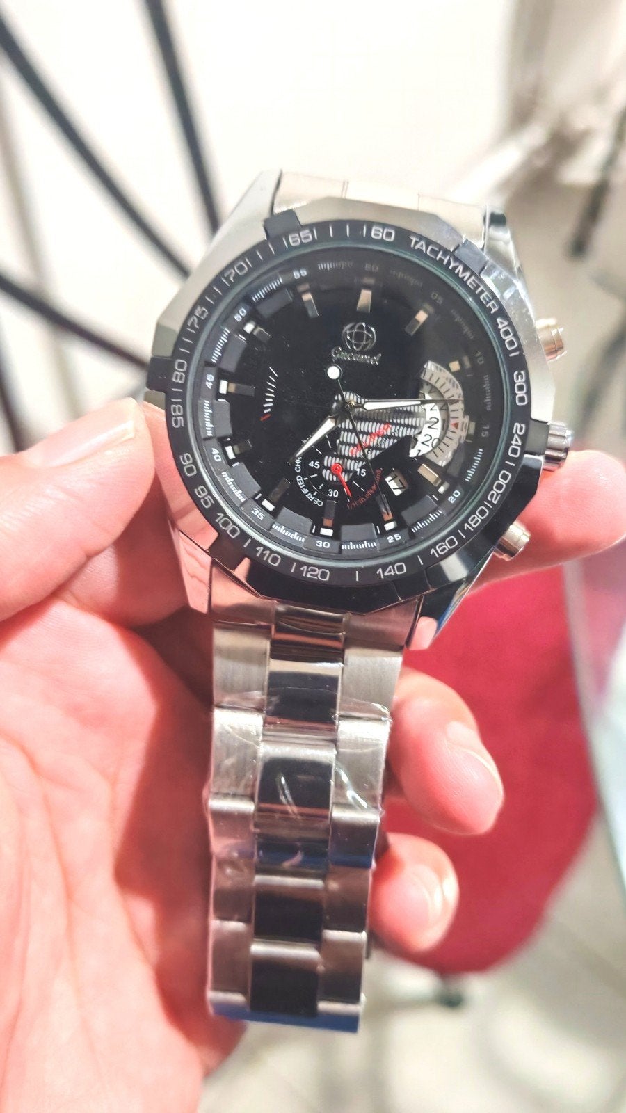 Montre homme chronographe Gucamel — Bracelet acier inoxydabl, Envoi, État, Neuf, Argent