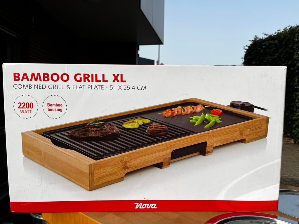 Nova Bamboo Grill XL Bakplaat (2200W) – 51 x 25.4 cm, Enlèvement, Neuf, Gril de table