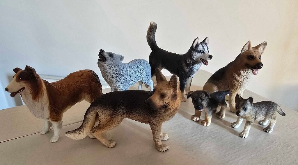 Schleich honden - Lot van 7, border collie, husky, herder, Enlèvement ou Envoi, Comme neuf