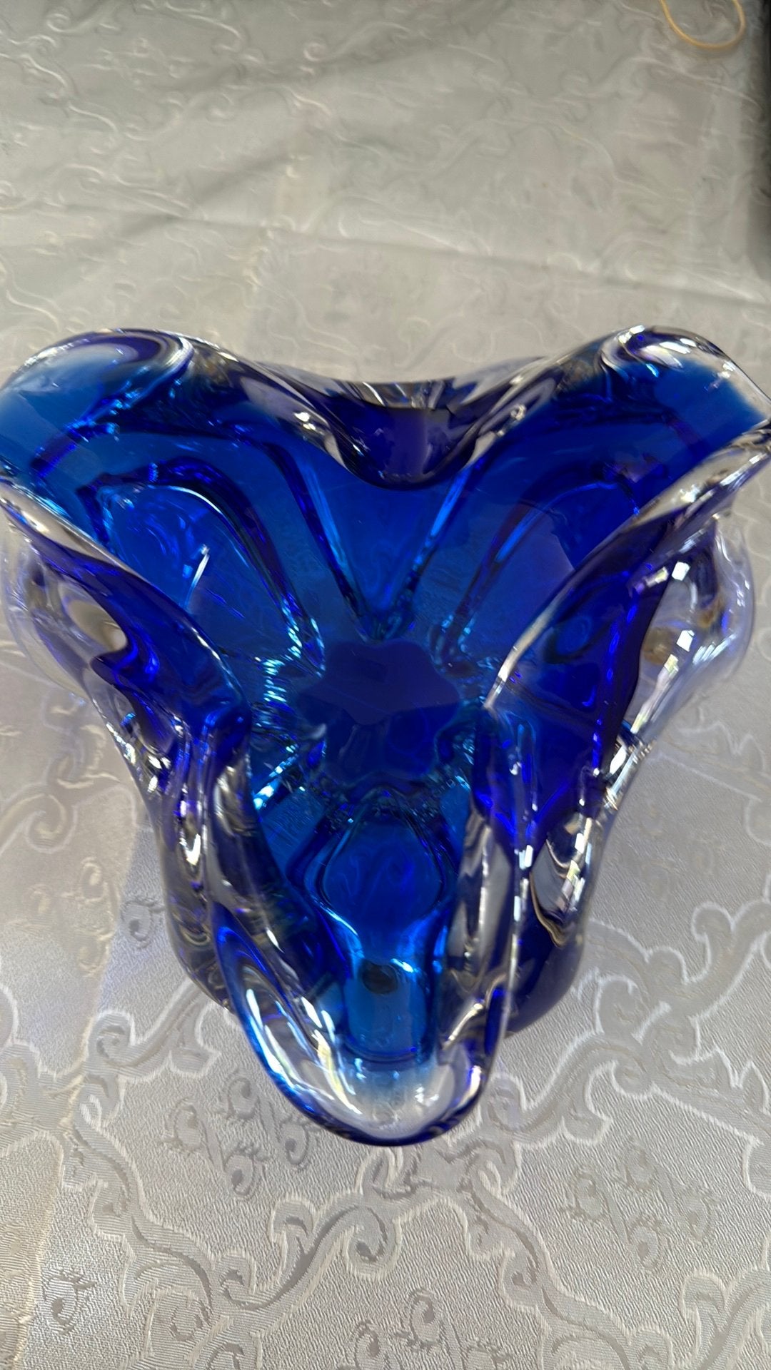 Centre de Table Murano Vintage Coupe Sommerso Bleu Cobalt, Enlèvement ou Envoi