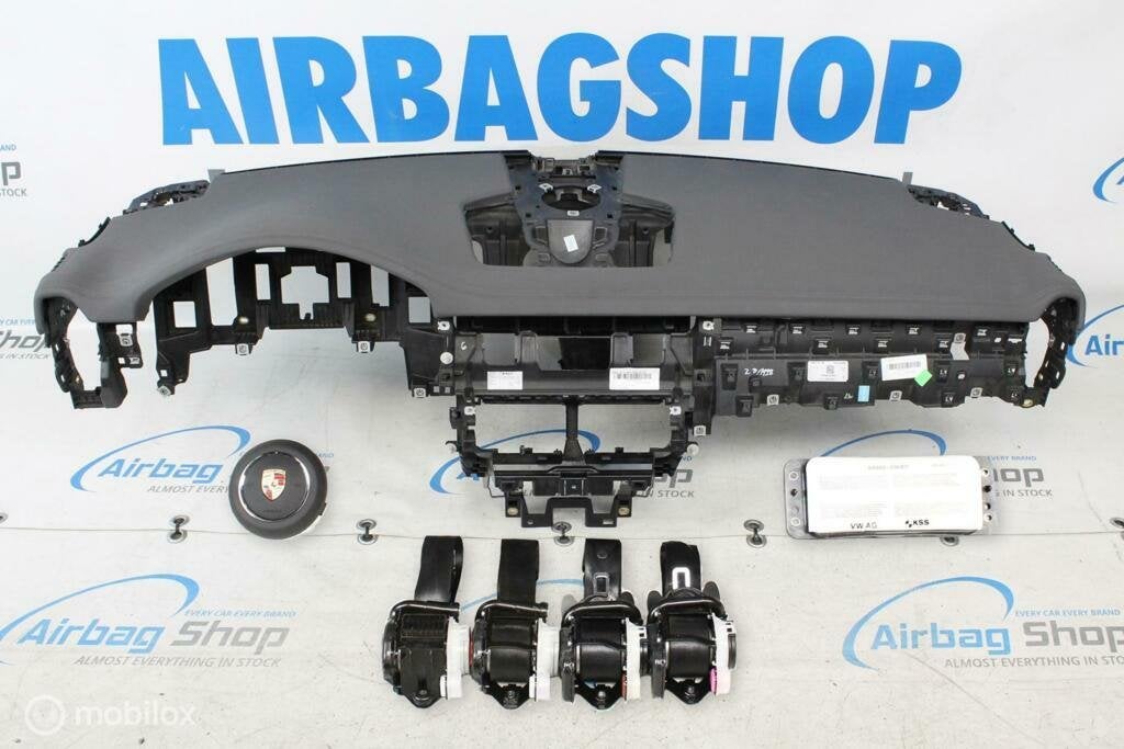 Airbag set Dashboard grijs met stiksels Porsche Cayenne