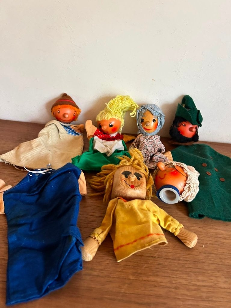 Vintage handpoppen – set van 6 stuks, Ophalen of Verzenden