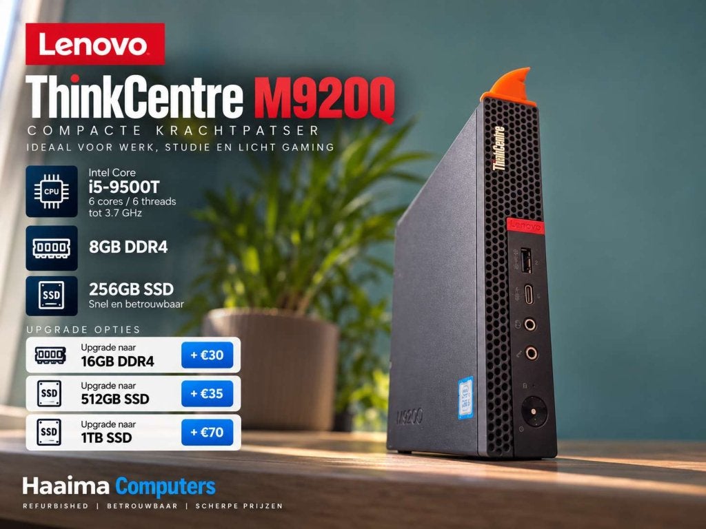 Lenovo M920Q | i5 9500T, 8GB DDR4, 256GB NVME | Tiny!, Niet ingevuld, Enlèvement ou Envoi, 256GB, Niet ingevuld