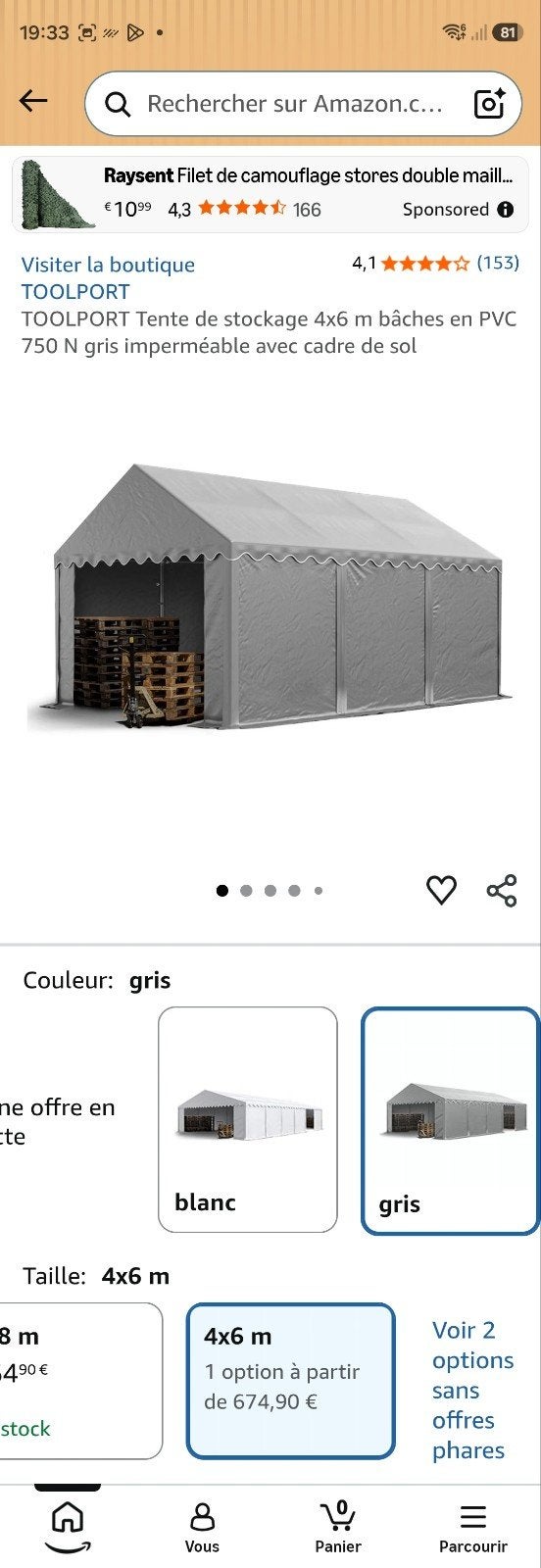 Tente de stockage tonnelle 4m6m, Jardin & Terrasse, Neuf, Tente de réception, Enlèvement, 2 mètres ou plus