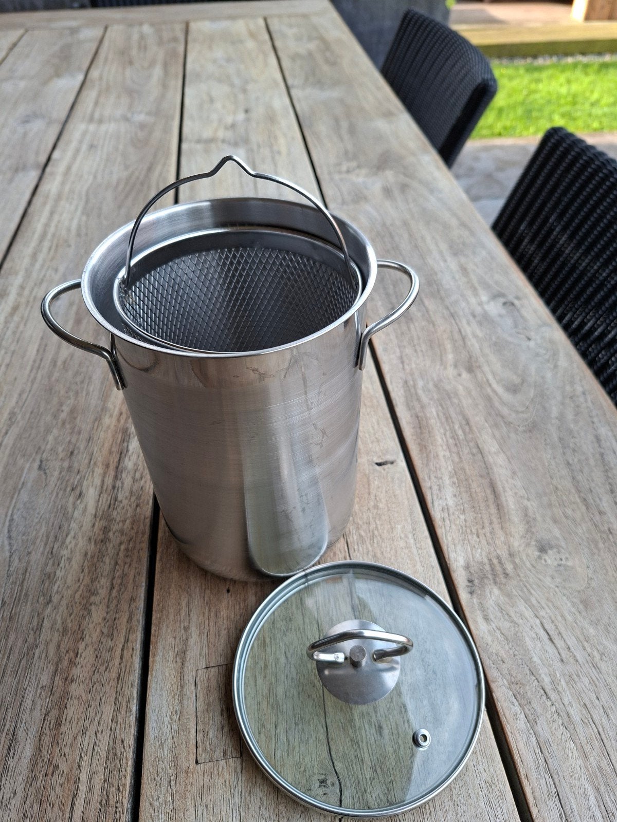 asperge pot Rvs/Inox 14cm br 19 cm hoog Imperial kitchen, Maison & Meubles, Neuf, Inox, Enlèvement ou Envoi, Avec couvercle