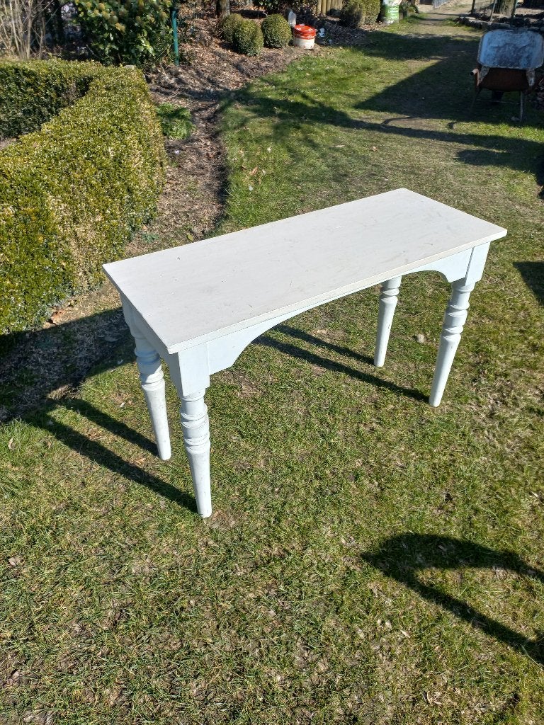 Masief  wit  tafeltje  l  1 m   br  0.40 m   h  0.65 m, Huis en Inrichting, Tafels | Bijzettafels, Ophalen, Gebruikt, 60 cm of meer