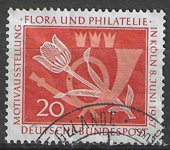 Allemagne Bundespost 1957 - Yvert 133 - Fleurs sur... (1ER), Envoi, Affranchi