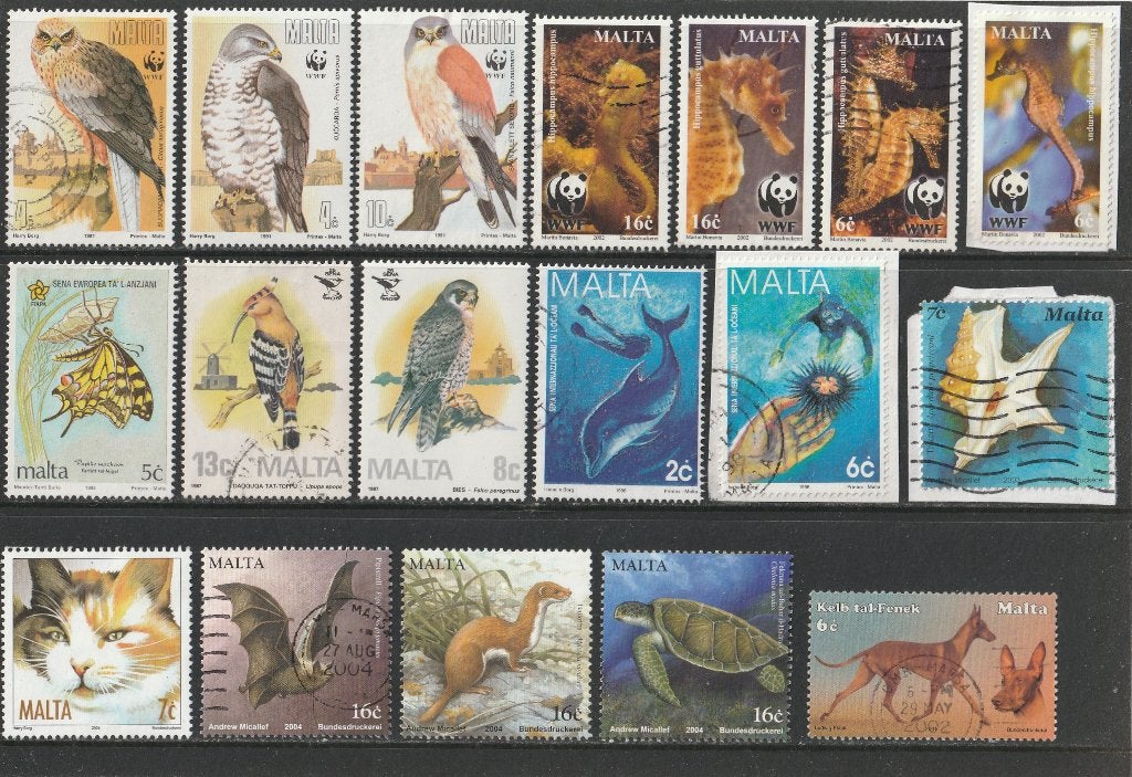43  LOSSE  ZEGELS  MALTA  DIEREN  Varia ( zie 3 scans ), Postzegels en Munten, Postzegels | Thematische zegels, Ophalen of Verzenden