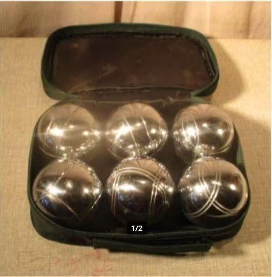Prima Set van 6 Metalen Petanque Ballen in etui, Ophalen of Verzenden, Zo goed als nieuw