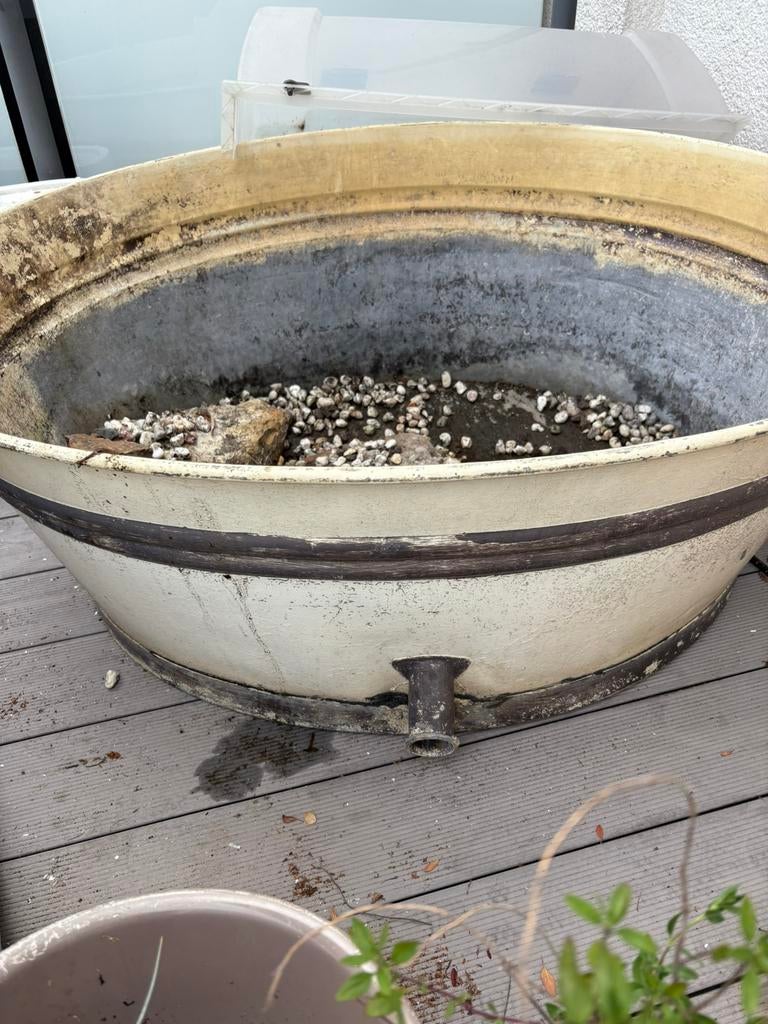 XXL zinken kuip landelijke stijl mini vijver of plantenbak, Tuin en Terras, Ophalen, Zo goed als nieuw, Tuin