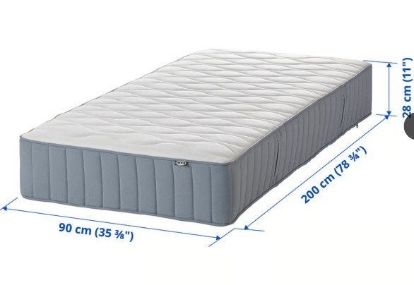 Matelas à ressorts ensachés de 28 cm d'épaisseur, 90x200 cm, Maison & Meubles, Enlèvement, Utilisé, Une personne, Matelas