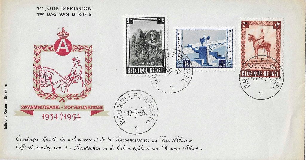 Timbres de Belgique - FDC 938/940 King Albert, Envoi