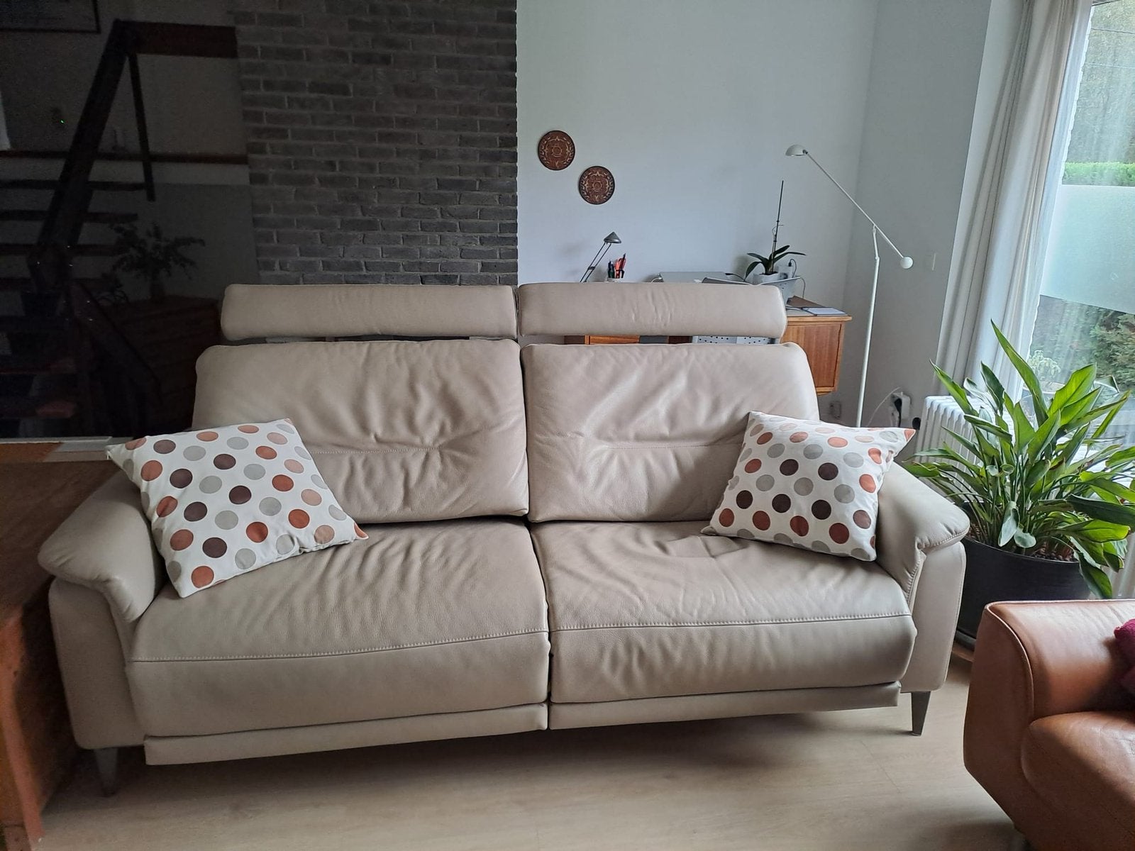 Lederen electrische relax zetel (2 zit), Maison & Meubles, Enlèvement, Utilisé, Deux personnes