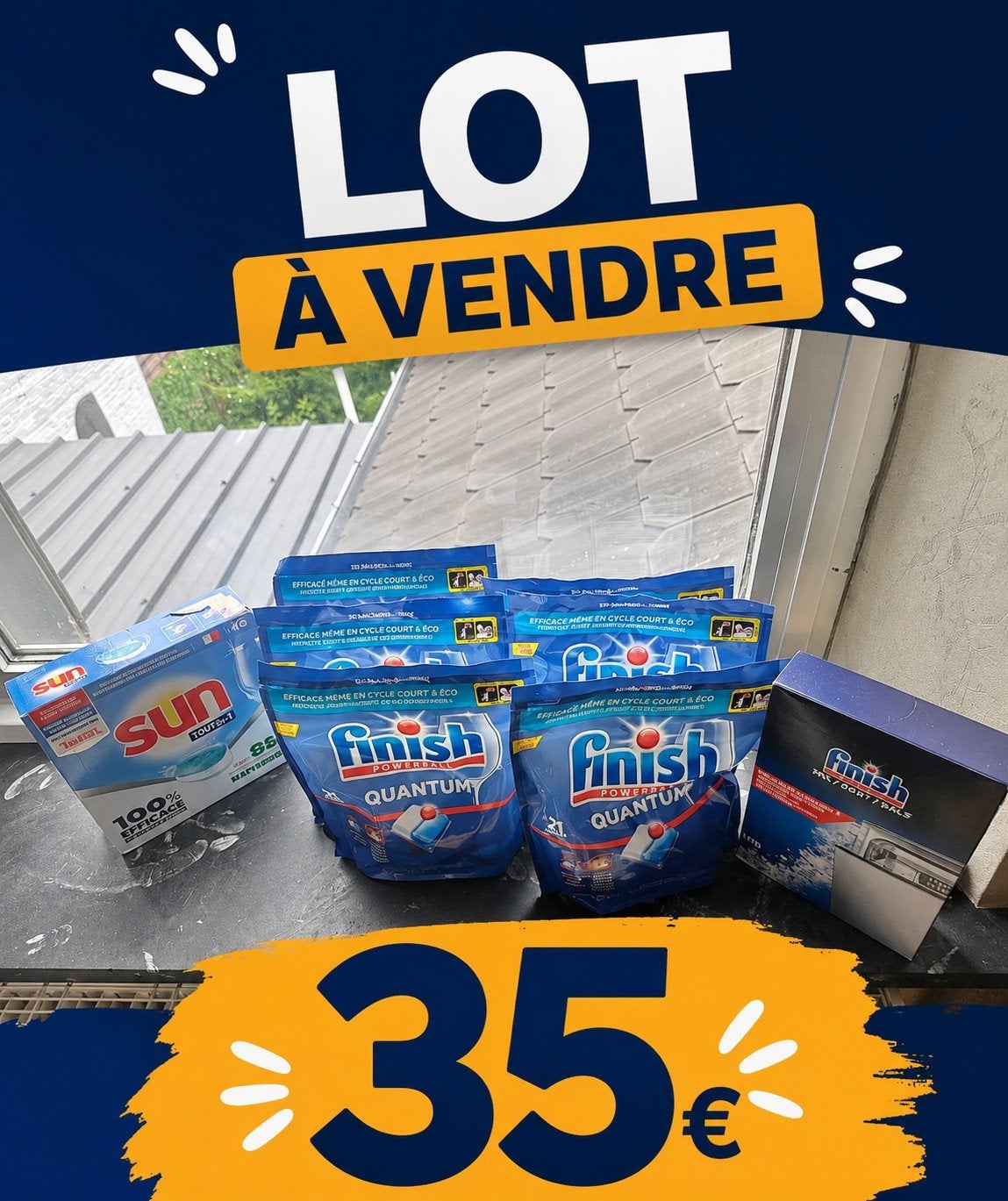 Lot Complet Lave-Vaisselle – 6x21 Capsules Finish + Sun, Ophalen