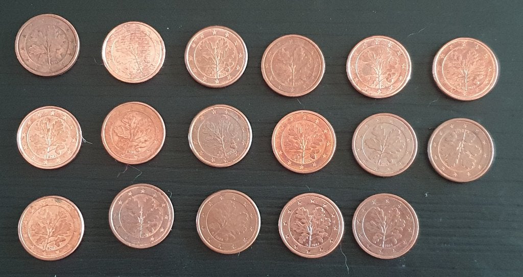 17 munten van 1 cent van Duitsland, Timbres & Monnaies, Monnaies | Europe | Monnaies euro, Enlèvement ou Envoi, Allemagne, Autres valeurs
