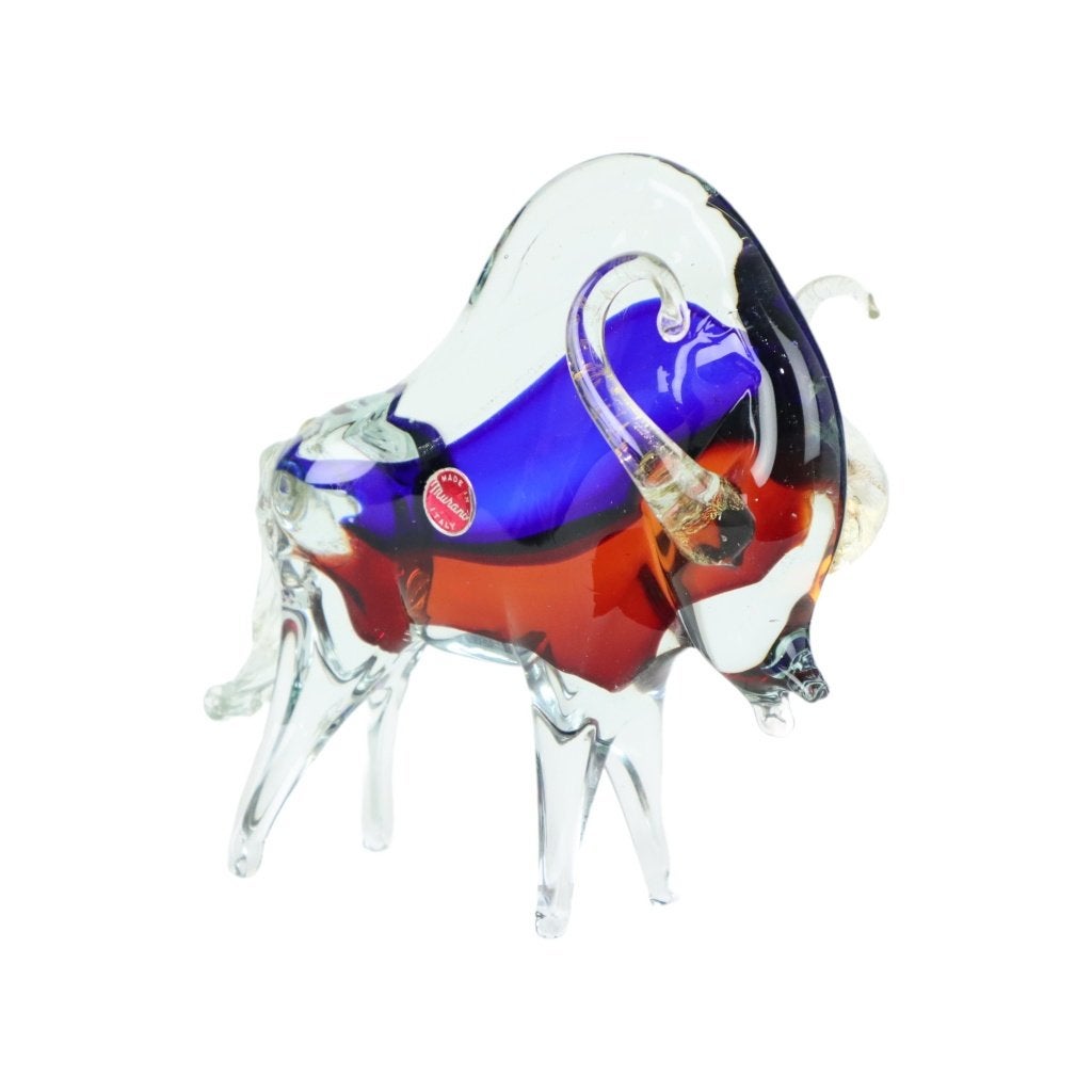 Murano Glazen Stier Beeld Mid Century Glaskunst, Verzamelen, Ophalen of Verzenden, Gebruikt, Dier