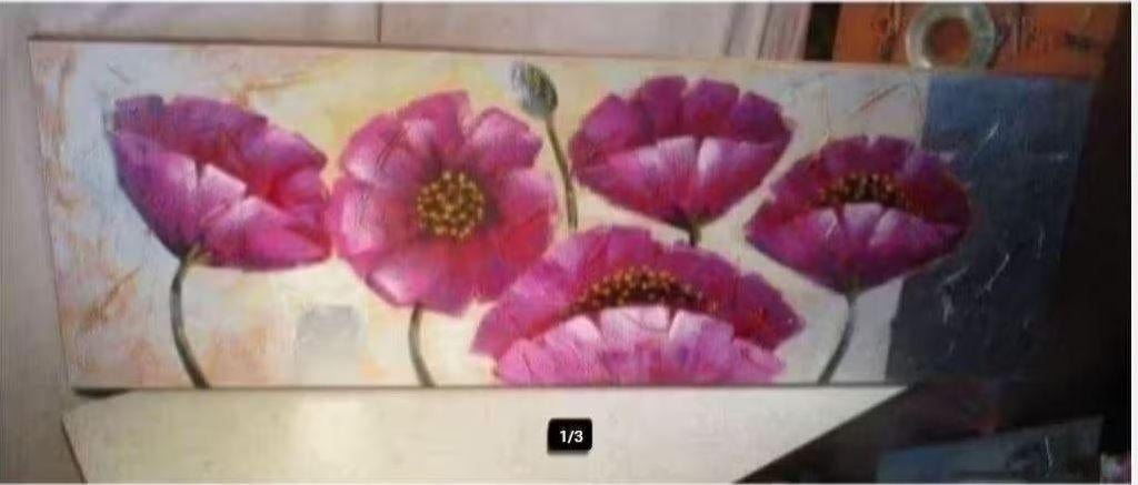 Œuvre magnifiquement peinte « Fleurs de lilas » - 120x40, Enlèvement ou Envoi