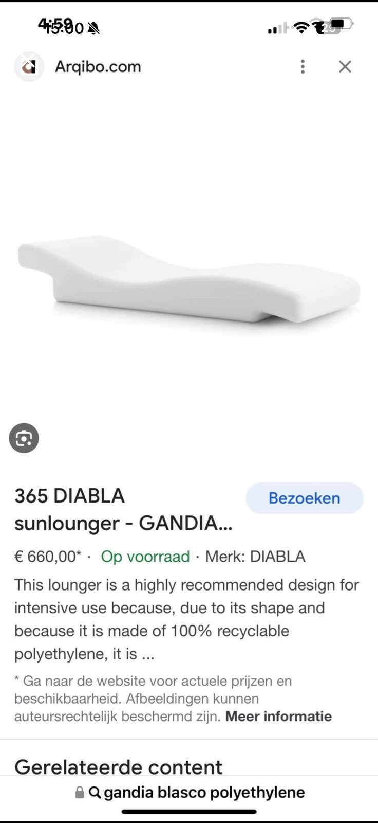 SunLounger - Gandia Blasco (2 stuks in goede staat), Enlèvement, Comme neuf