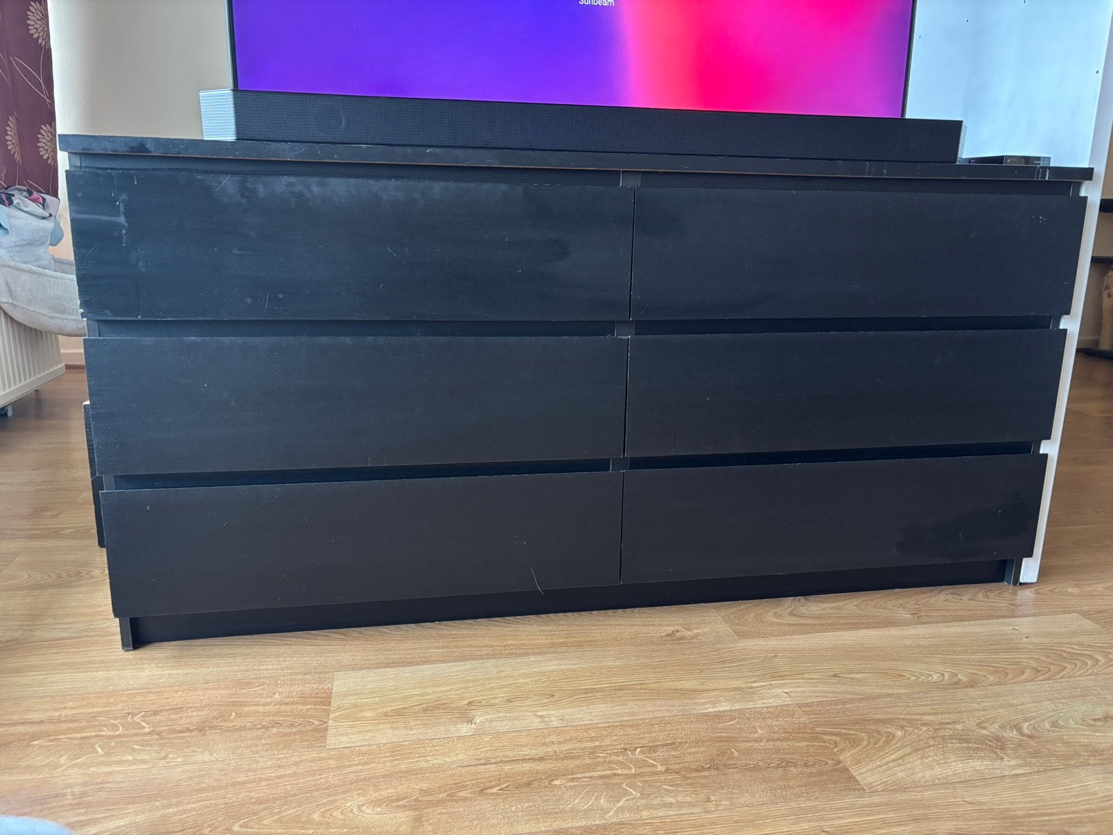 Commode Malm 6 tiroirs noir., Teck, 25 à 50 cm, 5 tiroirs ou plus, Moins de 100 cm