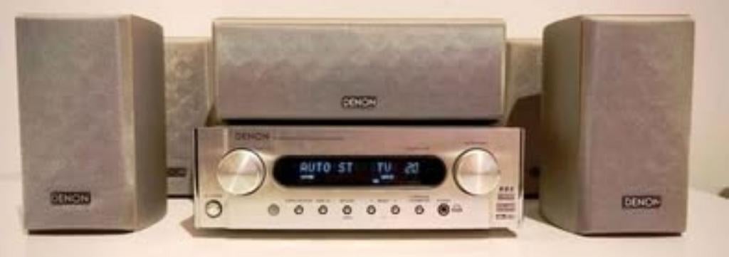 Mini ampli 5.1 Denon + 5 enceintes/5 câbles hifi + télécom, Enlèvement ou Envoi